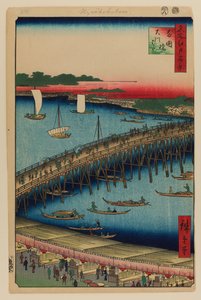 Ryogoku-Brücke und das große Flussufer von Ando or Utagawa Hiroshige