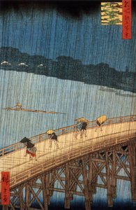 Plötzlicher Regenschauer (yudashi) auf der Ohashi-Brücke, Japan, Gravur von Ando Hiroshige von Ando or Utagawa Hiroshige