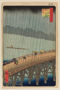 Plötzlicher Regenschauer über Shin-Ohashi Brücke und Atake von Ando or Utagawa Hiroshige