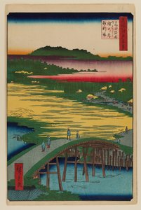 Sugatami Brücke, Omokage Brücke und Jariba bei Takata von Ando or Utagawa Hiroshige
