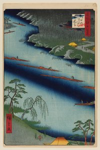 Die Kawaguchi-Fähre und der Zenkoji-Tempel von Ando or Utagawa Hiroshige