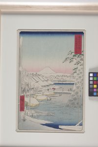 Das Ufer des Sukiya-Flusses in der östlichen Hauptstadt von Ando or Utagawa Hiroshige