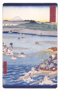 Der Ōi-Fluss zwischen den Provinzen Suruga und Tōtomi