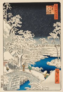 Yūhi-Hügel und Trommelbrücke in Meguro von Ando or Utagawa Hiroshige