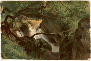 Waldinneres mit einem Wasserfall, Papigno, 1825-1830