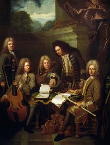 Komponist Michel de la Barre dirigiert Marin Marais und Flötisten der Kammer des Königs