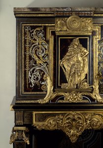 Kunst Frankreich: Kabinett schmückt die Figur von König Ludwig XIV. als Hercules Gaulois. Detail. Möbel von Andre Boulle um 1700. Höhe: 1,87m. Paris, Musée du Louvre von Andre Charles Boulle