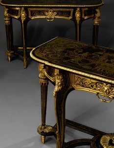 Passendes Paar Louis XIV Konsolentische, ca. 1710 von Andre Charles Boulle