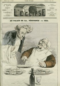 Im Palast der Buße, Karikatur des Präsidenten der Republik Adolphe Thiers (1797-1877). Titelblatt in „L