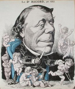 Karikatur von Dr. Philippe Ricord (1800-89) von Andre Gill