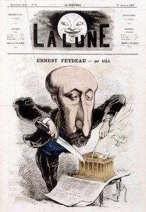Karikatur von Ernest Feydeau (1821 - 1873) von Gill - in „La Lune“ von Andre Gill