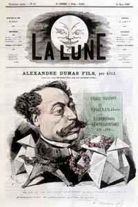 Komische Zeichnung über Alexandre Dumas Fils von Gill. Titelblatt „La Lune“ vom 24/03/1867. von Andre Gill