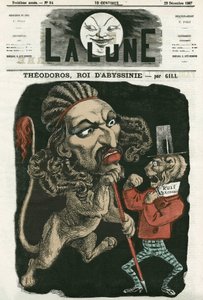 Illustration von „Theodoros, König von Abessinien“. Karikatur von Gill, in „La Lune“, 22. Dezember 1867. von Andre Gill