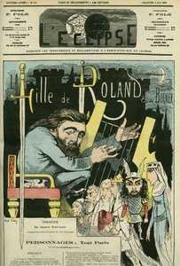 Illustration des Theaterstücks „La Fille de Roland“ von Etienne Charles Henri, Viscount de Bornier (1825-1901). Titelblatt in „L