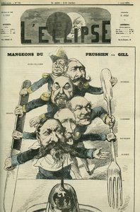 Lasst uns Preußen essen mit den Generälen Le Boeuf (1806-1893), Mac-Mahon (1808-1893), Francois Achille Bazaine (Francois-Achille von Andre Gill