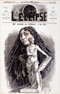 Mademoiselle Agar (vom Odéon) Schauspielerin an der Französischen Akademie. Zeichnung von Gill in der Eclipse von Andre Gill