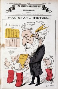 Porträt-Karikatur von Pierre Jules Hetzel, der Stahl