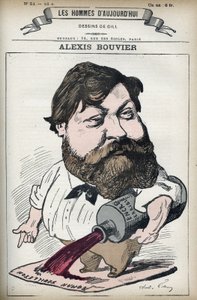 Porträt von Alexis Bouvier (1836-1892), französischer Volksschriftsteller und Dramatiker. Karikatur von Gill, Paris