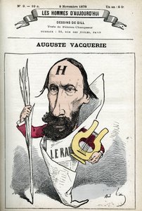 Porträt von Auguste Vacquerie (1819-1895), französischer Dichter, Dramatiker und Journalist. Karikatur von Gill, Paris von Andre Gill