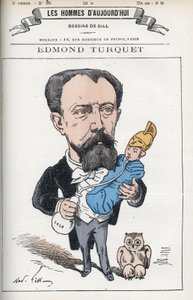Porträt von Edmond Henri Turquet (1836-1914), französischer Politiker, er war Abgeordneter des Aisne von 1871 bis 1889. Karikatur von Gill, Paris von Andre Gill