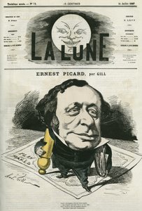 Porträt von Ernest Picard (1821-1877), französischer Journalist und Anwalt. Karikatur von Gill, in „La Lune“, 21. Juli von Andre Gill