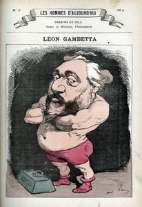 Porträt von Leon Gambetta (1838-1882), französischer Politiker. Karikatur von Gill, Paris von Andre Gill