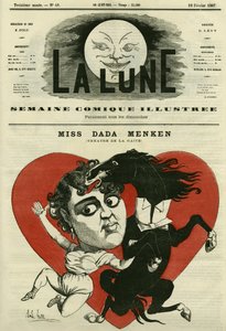 Porträt von Miss Adah-Isaacs Menken, Sängerin am Théâtre de la Gaîté in Paris. Karikatur von Gill, in „The Moon“, 10. Februar von Andre Gill