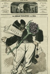 Die schöne Veilchen, eine Illustration eines Bonapartisten-Anhängers, mit der Zeitung „L