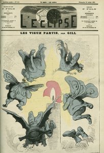Die alten politischen Parteien Frankreichs wie die Royalisten oder die Bonapartisten sind vom Licht der Republik erschreckt von Andre Gill