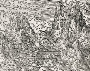 Gebirgsregion des Sinai, Stich von Andre Thevet, Paris, Frankreich von Andre Thevet