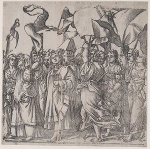 Sektion C: weibliche Märtyrer und Heilige mit Bannern, aus Der Triumph Christi, 1836