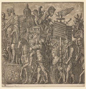 Der Triumph von Julius Caesar: Kolossale Statuen und Belagerungsgeräte, 1593-99 von Andrea Andreani