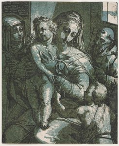 Jungfrau und Kind mit St. Johannes, St. Katharina von Siena und St. Franziskus von Andrea Andreani