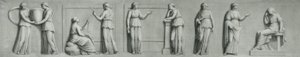 Ein Grisaille-Panel, das weibliche Figuren einschließlich Musen darstellt von Andrea Casali