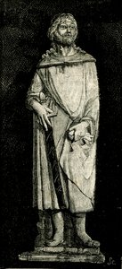 Julian der Gastfreundliche, Statue von Andrea Della Robbia (1435-1525 oder 1528), Oratorium der Madonna del Buon Consiglio, Prato, Toskana, Italien, Holzschnitt aus Le cento citta d