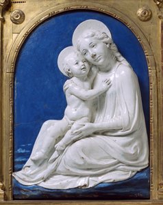 Die Madonna und das Kind (Die Madonna der Demut) (glasierte Terrakotta)