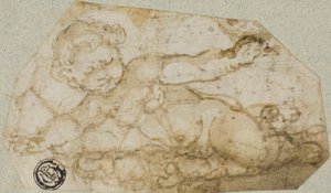 Putto mit Girlande