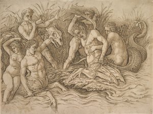 Schlacht der Meeresgötter rechte Hälfte, ca. 1485-88 von Andrea Mantegna