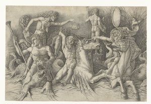 Kampf der Meeresgötter, mit Neid (Invidia) links