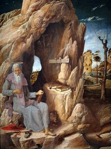 Der heilige Hieronymus als Büßer in der Wüste von Andrea Mantegna