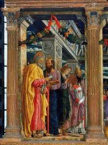 San-Zeno-Altar. Linke Seite. Abgebildet sind Simon Petrus, Paulus von Tarsus, Johannes der Evangelist und Zenon von Verona von Andrea Mantegna