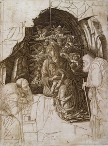Die Anbetung der Könige: Die Jungfrau in der Grotte, ca. 1475-80 von Andrea Mantegna