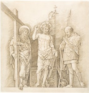 Der auferstandene Christus zwischen den Heiligen Andreas und Longinus von Andrea Mantegna