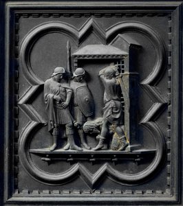 Die Enthauptung von Johannes dem Täufer, sechstes Panel der Südtüren des Baptisteriums von San Giovanni, 1336