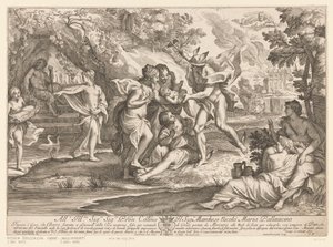 Merkur gibt Bacchus den Nymphen von Nysa von Andrea Procaccini