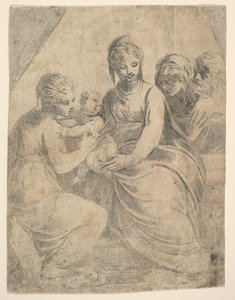 Die Jungfrau und das Kind, begleitet von Heiligen, ca. 1540-50 von Andrea Schiavone