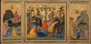 Szenen aus der Passion Christi: Die Agonie im Garten, die Kreuzigung und der Abstieg in die Vorhölle (gesamtes Triptychon)
