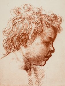 Studie für den Kopf des hl. Johannes (Kind) der Heiligen Familie, Palatina-Galerie, Pitti; Zeichnung von Andrea del Sarto, Gabinetto dei Disegni e Stampe, Uffizien-Galerie, Florenz von Andrea del Sarto