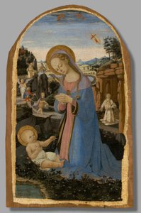 Die Anbetung des Christkindes mit dem heiligen Franziskus von Assisi, der die Stigmata empfängt; Tobias und der Engel; Johannes der Täufer in der Wüste; und der reuige heilige Hieronymus