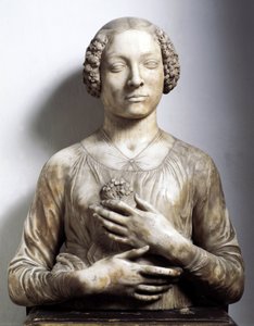 Frau mit einem Blumenstrauß Marmorskulptur von Andrea di Francesco di Cione genannt il Verrocchio (1435-1488) 1475-1480 ca. Höhe 58 cm Florenz, Museo Nazionale del Bargello